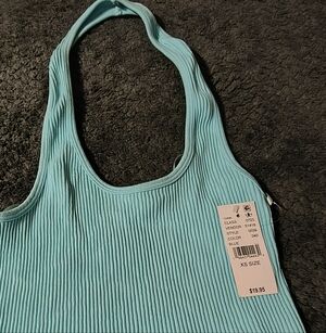 PacSun: Ribbed Cropped Halter Top " Aqua" Size XS. Nwts, $10